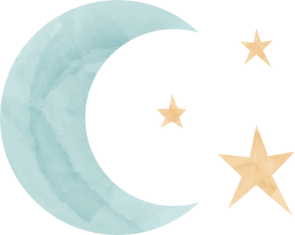 Watercolor Moon and Stars 